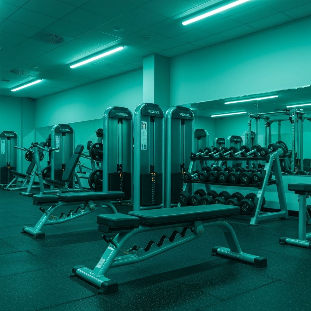 Clean professional view of modern gym equipment in institutional setting, representing fitness infrastructure and structured physical activity space